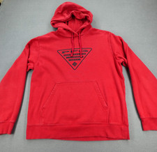 Columbia PFG Hoodie Sweatshirt Men's Size M Red Logo Spell Out Pullover Fishing