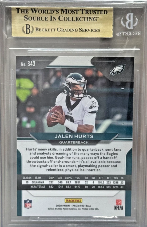 2020 Panini Prizm Jalen Hurts Rookie Prizm BGS 9.5 - Image 2 of 2