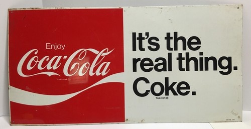 original vintage enjoy coca-cola its the real thing metal sign