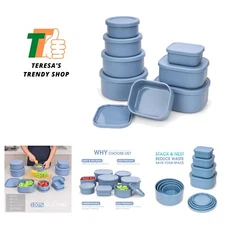 100% Silicone Food Storage Containers with Lids, 8 Pack, 10oz to 51oz, Reusab...