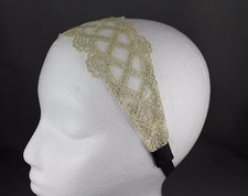 Cream Gold 2.5" wide stretch Lace headband hair band accessory