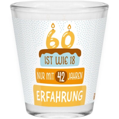 Sheepworld Schnapsglas mit lustigem Spruch ''60 ist wie18'' spühlmaschinenfest NEU