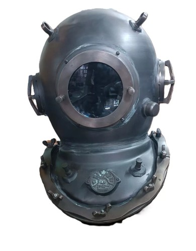 18" Brass Diving Helmet Replica - Vintage US Navy Mark V Deep Sea Diver Decor, Solid Steel - View #5