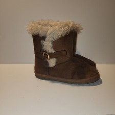 The Childrens Place Girls Boots Size 3 Brown Faux Fur Lined Winter Buckle Shoes