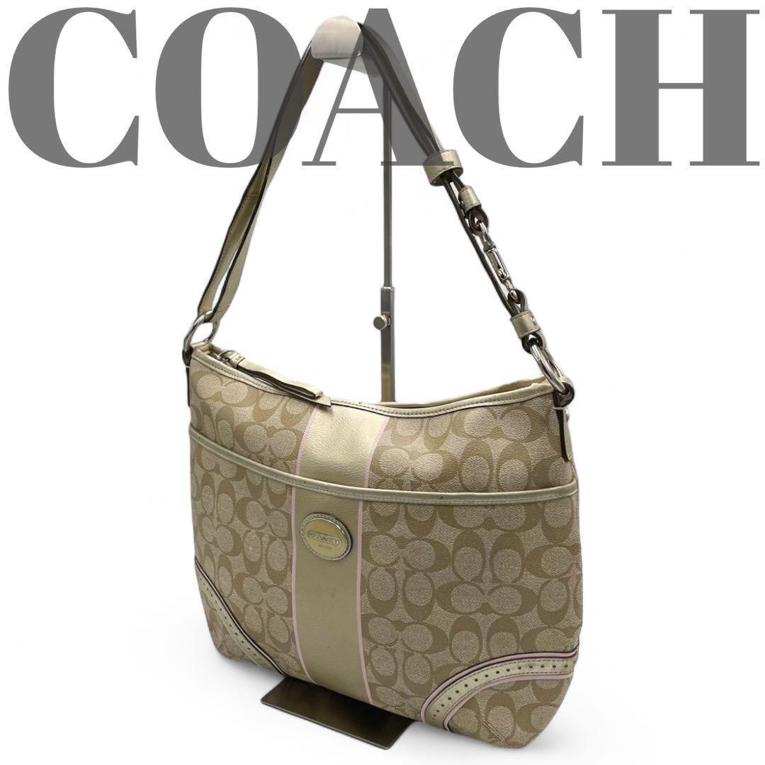 Coach Signature Brown Hobo Bag with Adjustable Strap F19821 Pre-Owned Excellent Condition