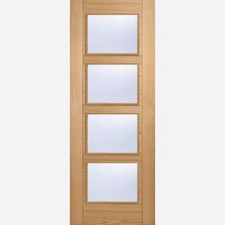 LPD Internal Vancouver Oak Pre Finished Clear Glazed 4L Fire Rated FD30 Doors