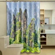 Steep Forested Mountains 3D Shower Curtain Polyester Bathroom Decor Waterproof