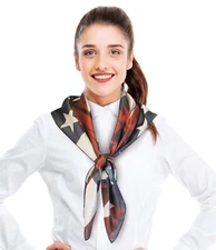 Women's Silk Feeling USA Flag Themed 35"x 35" Fashion Scarf - Lady Liberty