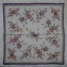 M331 CHRISTIAN DIOR White Purple Cotton Scarf Scarves Pocket Square 18" X 18"