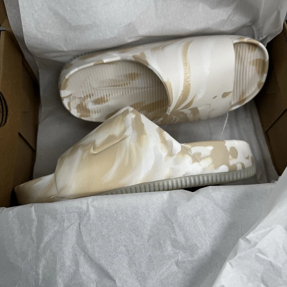 Nike Calm SE Slides Phantom jaspeado blanco tostado para mujer talla 8 nuevo en caja FV5643-001 Foto 2 de 4