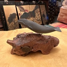 John Perry Gray Whale Sculpture On Burl Wood 2015