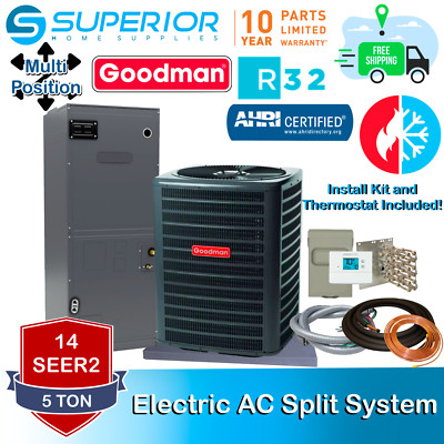 Goodman 5 TON 14 SEER2 Multi-Position R-32 Air Conditioning Split System Bundle