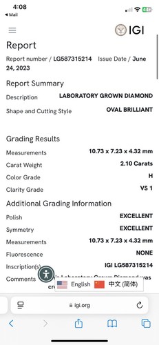 14K white gold 2.65 Carat Lab Grown Diamond Engagement Ring - Picture 10 of 12