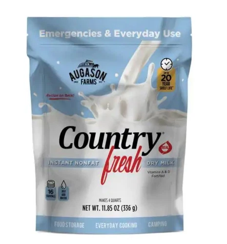 Augason Farms Country Fresh Milk Powder Resealable, Dehydrated Emergency 20 Year