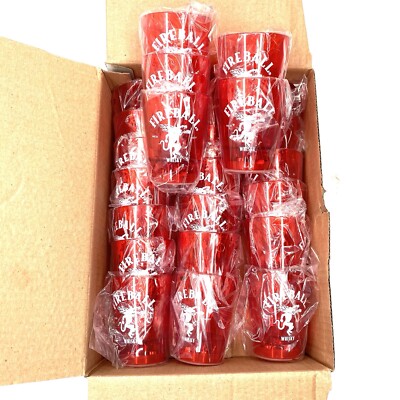 NEW Lot Of 24 Fireball Whiskey Red Plastic Shot Glasses Limited Edition Barware