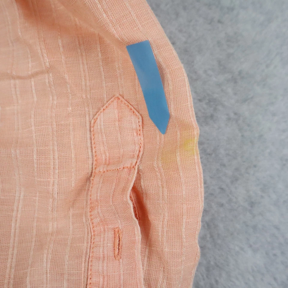 Tasso Elba Shirt Mens XL Linen Blend Pocket Button Up Peach Striped Long Sleeve - Image 2 of 4