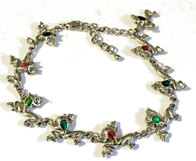 Paua Sea Shell Jumping Frog Anklet - Multi Colored  ONE DANGLES 91/2''