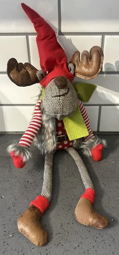 Reindeer Elf Faux Fur Coat Christmas Decoration 2013 Maxwell Plush Shelf Sitter