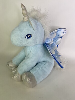 The Bear Factory Blue Silver White Mane Unicorn Plush Stuffed Animal Toy