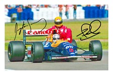 Ayrton Senna & Nigel Mansell Firmato A4 Stampa Fotografica Autografo Formula 1