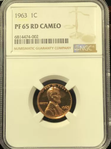 1963 Philadelphia Proof Memorial penny, NGC PF 65 RD Cameo