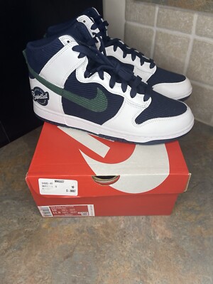 Nike Dunk High EMB College Navy Sports Specialties Green DH0953-400 Mens Sz.10