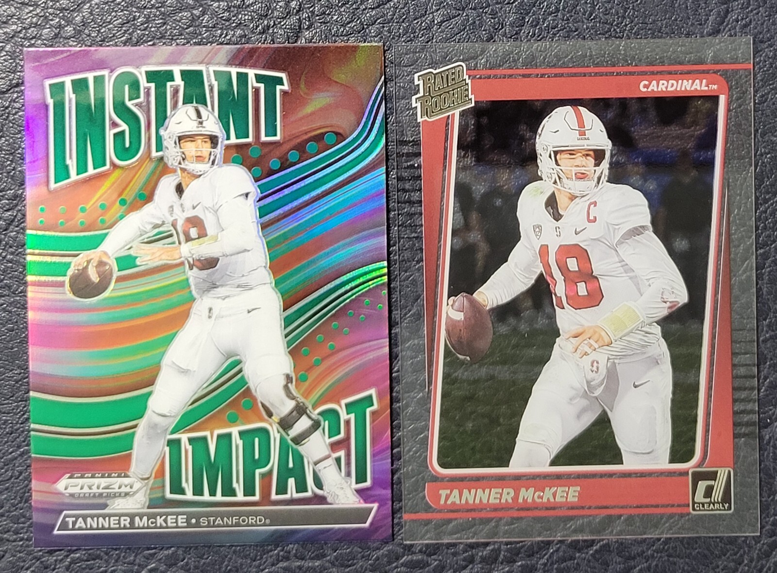 Tanner McKee 2023 Prizm Draft Picks Instant Impact Green & Chronicles Clearly