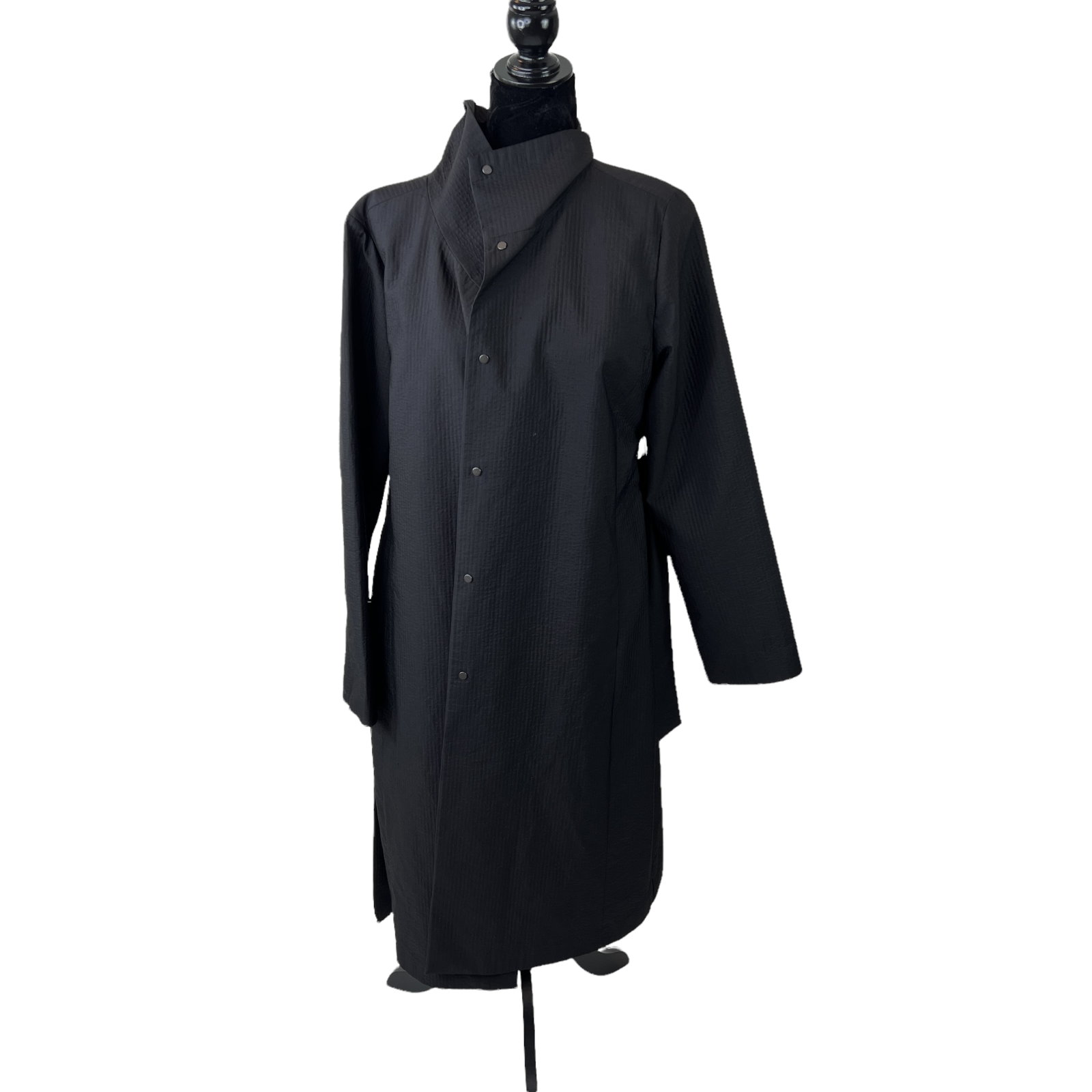 Eileen Fisher Womens Size Medium Black Belted Trench Coat eBay