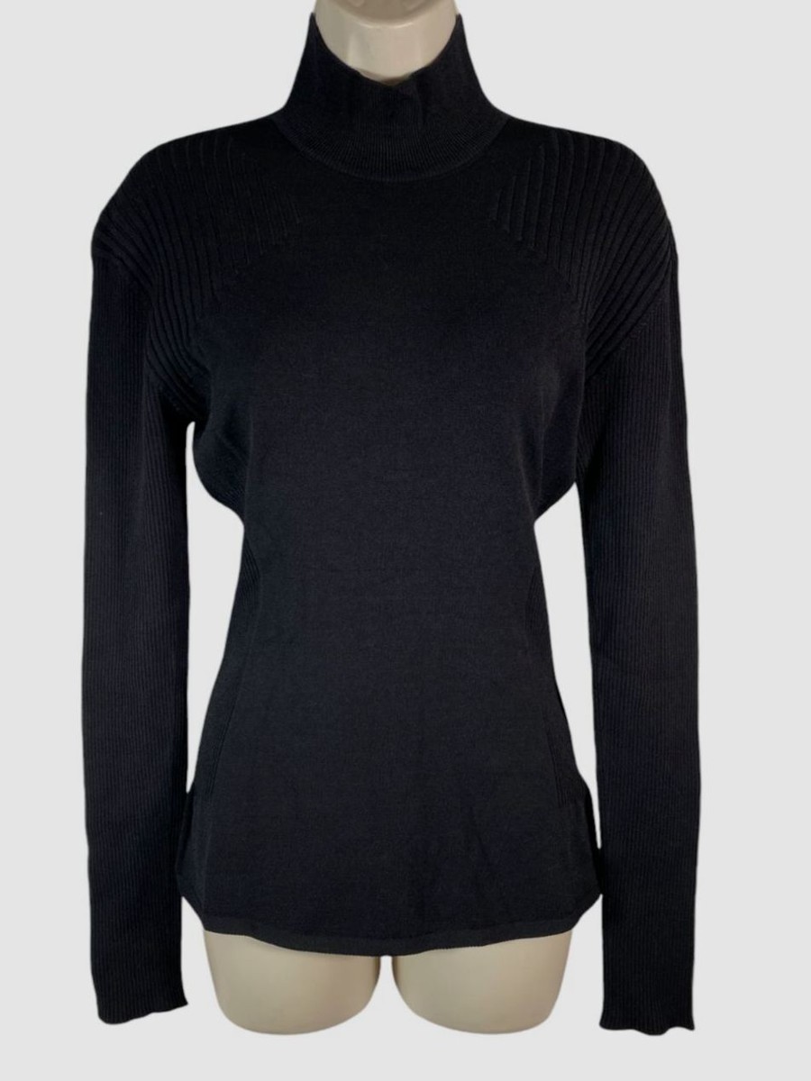 ISSEY MIYAKE ブラック タートルネック Issey Miyake Women's Black Mellow Stretch Turtleneck Sweater Size
