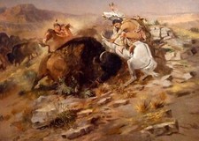 The Buffalo Hunt  Poster 16x24 Vintage Charels Russell Old West art