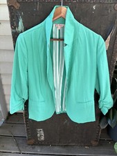 Womens Vintage Candies 1980s Blazer Crop L Rouched Sleeve Mint Green spring