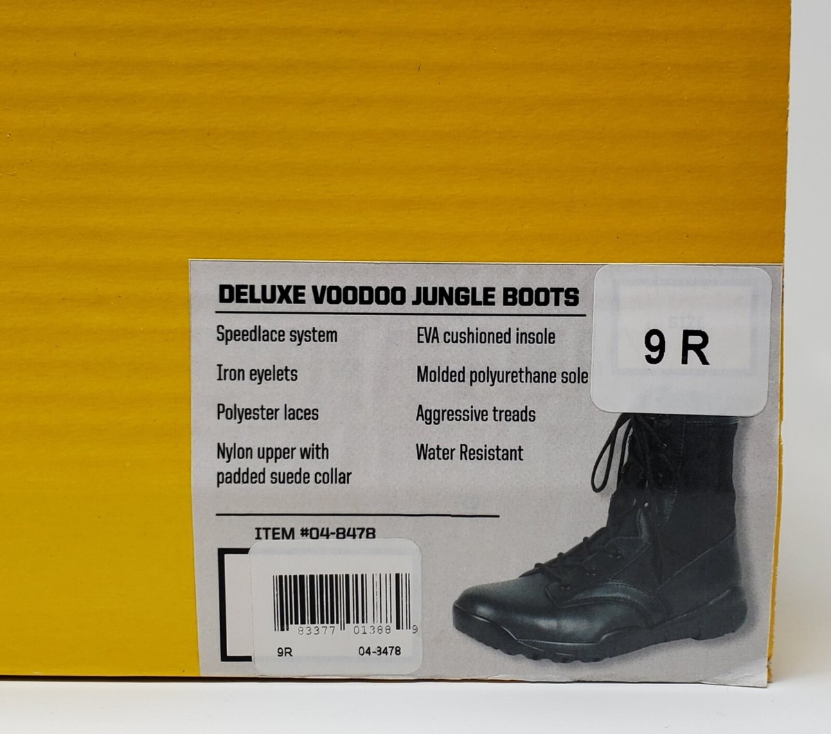 VOODOO Deluxe Jungle Boots 04-8478 Mens 9R Black Water Resist. NEW VOODOO Deluxe Jungle Boots 04-8478 Mens 9R Black Water Resist. NEW