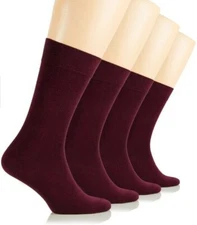Hugh Ugoli Women's Crew Bamboo Socks Gift Box Set of 4 Burgundy Size 8-11 New   