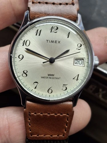 Timex Marlin Silver Tone Mens Vintage 1980s Mechanical Handwind Watch Retro...