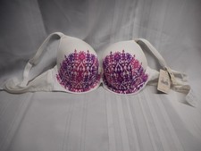 Cacique 40D White Purple Underwire Padded Bra Cooling French Full Coverage