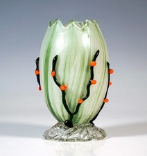 Loetz Art Nouveau Blossoms Bowl Loetz Metallic Red Papillon DM: 9 3/8in Um 1900