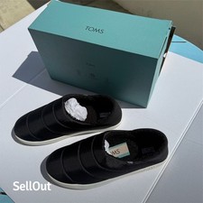 TOMS Men's Ezra Flat Slippers Black Size 8.5 Casual Comfort