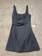 Lands  End Womens Swimsuit Dress One Piece Black Underwired Size 12