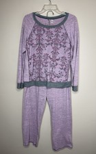 Two-Piece Pink  Gray Paisley Lounge Sweat Suit Set Size Large 12-14