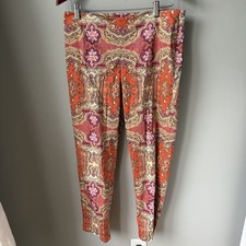 Talbots Woman Pants Womens Sz 8 Side Zip Orange Multicolor Print Heritage Capri