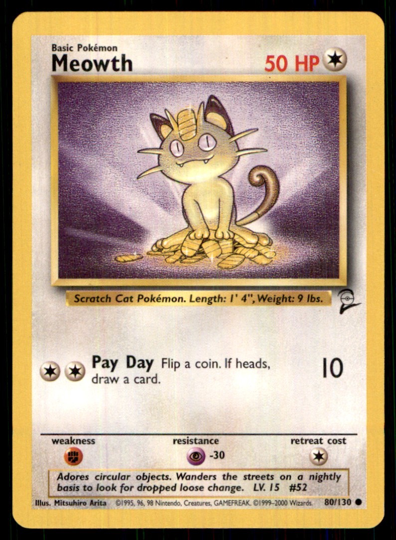 2000 Base Set 2 Meowth Basic/Common #80
