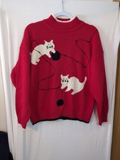 Vtg A Little Extra Spice Crazy Busy Sweater 18W Crazy Cat Lady