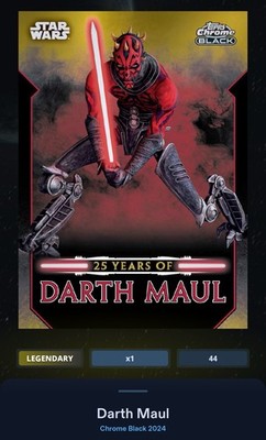 25 Years Of Darth Maul Gold 50cc Legendary Star Wars Card Trader Chrome Black