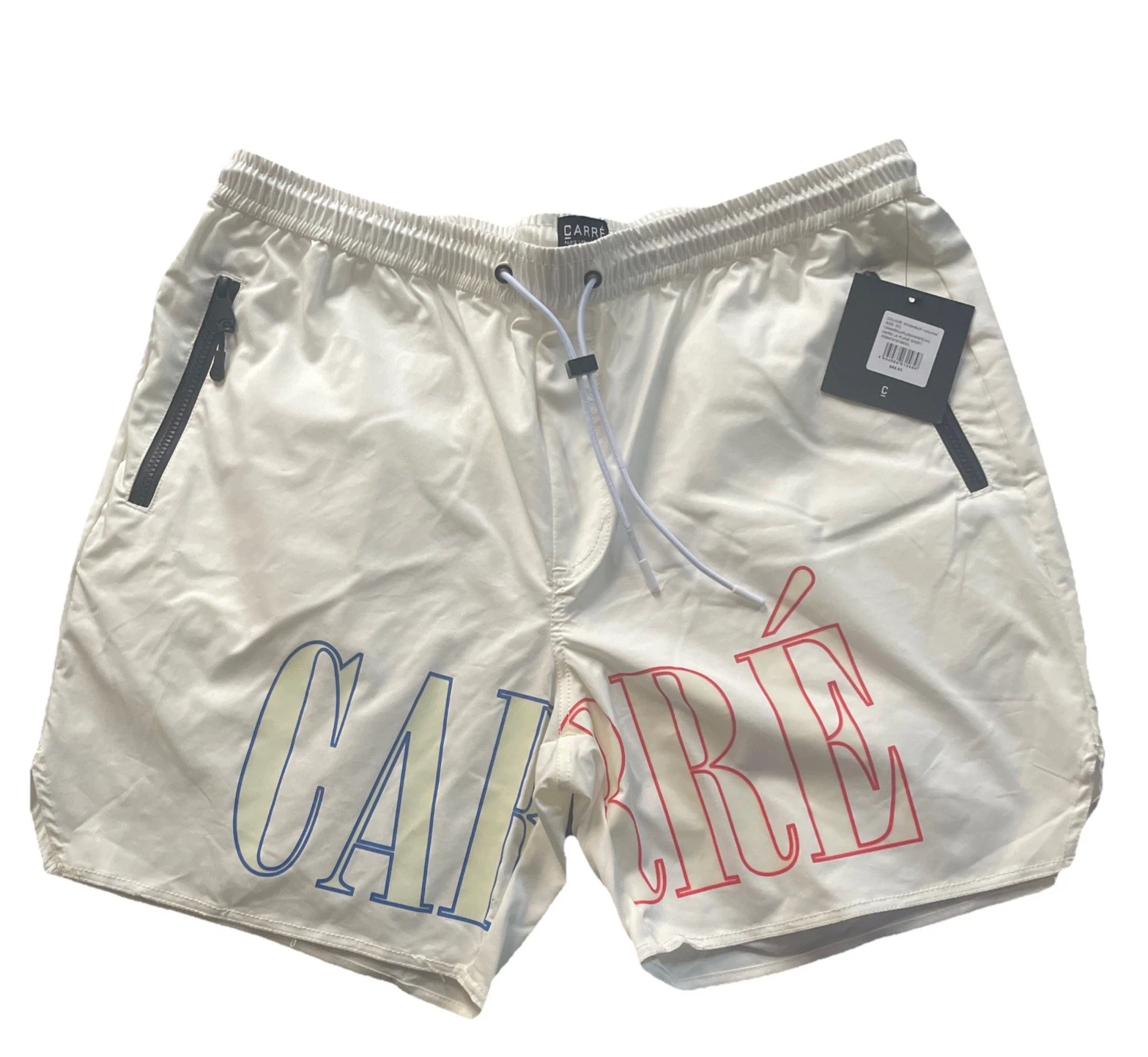 NWT Carre Paris Hardi La Plage White Cotton/Polyester Toggle Men's Shorts 3XL