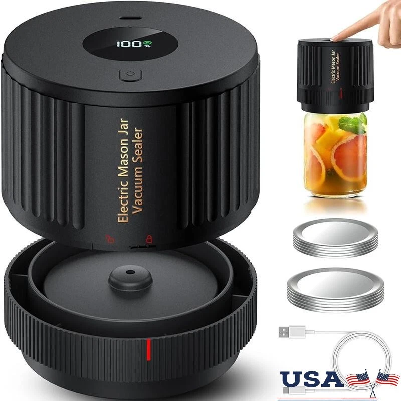 Electric Mason Jar Vacuum Sealer Kit Standard Wide Mouth Food Storage Sealer New
