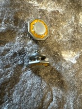Vintage Enamel  Mother-of-Pearl Hexagonal Tuxedo Shirt Stud
