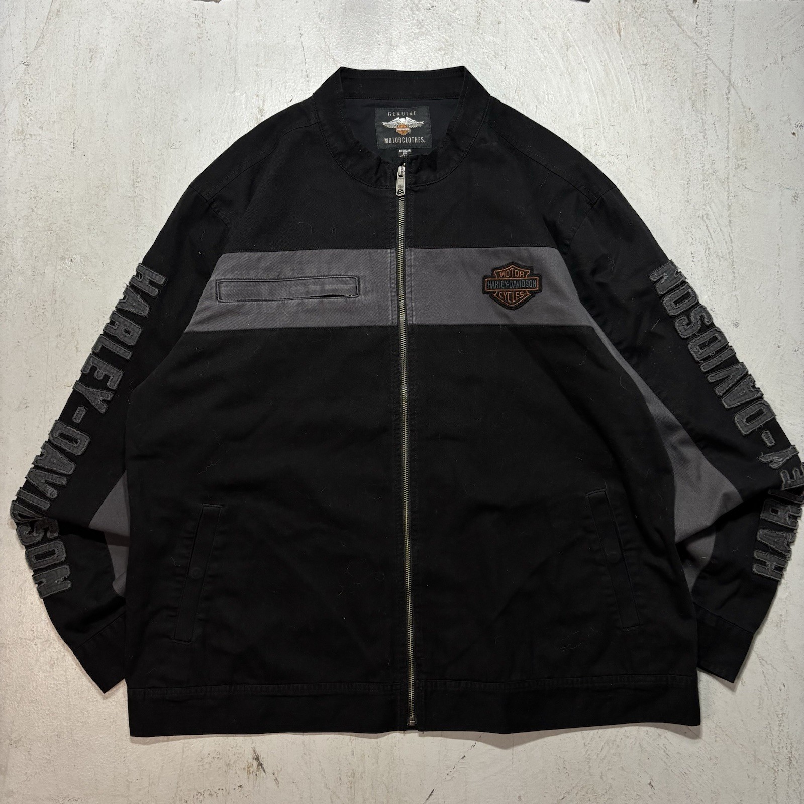 Y2K Harley Davidson Full Zip Biker Core Motorcycle Sleeve Design Jacket Size 2XL