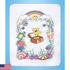 Design Works Crafts A Star is Born Stamped Cross Stitch Baby Quilt Kit