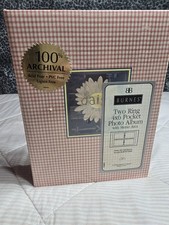 Burnes 2 Ring Photo Album Checkered With Daisy 200-4x6 Slip In Pockets Archival