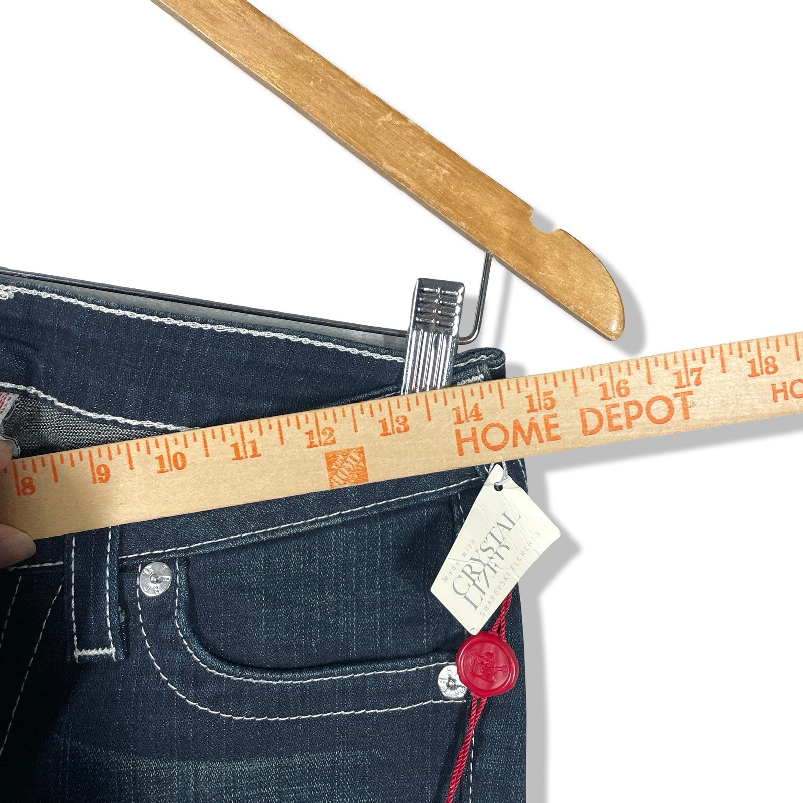 True Religion Joey Disco Fever Jeans Womens 27 Blue Crystal Flare Grunge NWT thumbnail 7